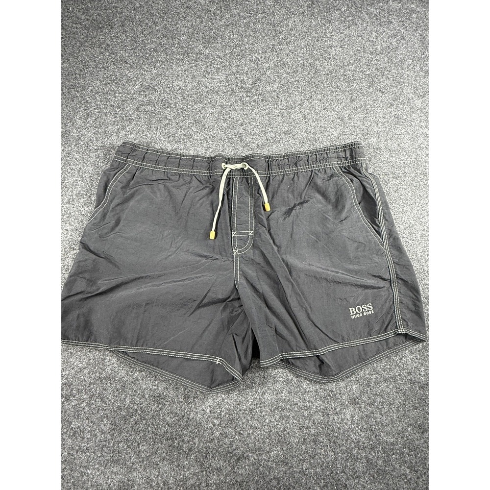 Hugo Boss Swim Trunks Mens Small Black Board Shorts Classic Vintage Lined